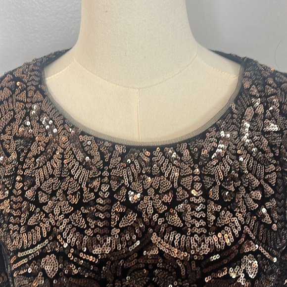 Aqua Black Dress with all over Gold Tone Sequins - Picture 8 of 17